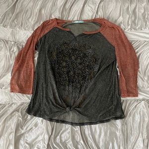 Beaded 3/4 sleeve shirt